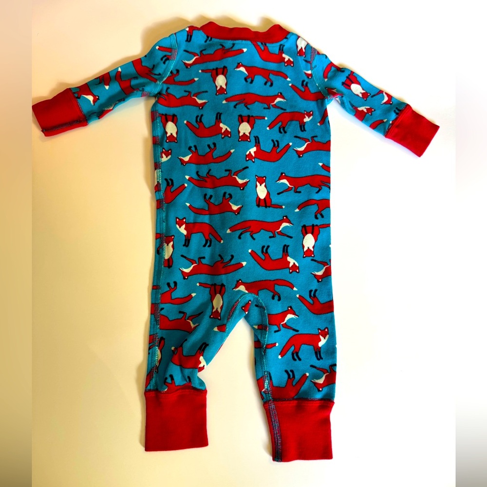 Hanna Andersson Sleeper Pajama Blue Red Fox Foxes Baby 0-6 Months